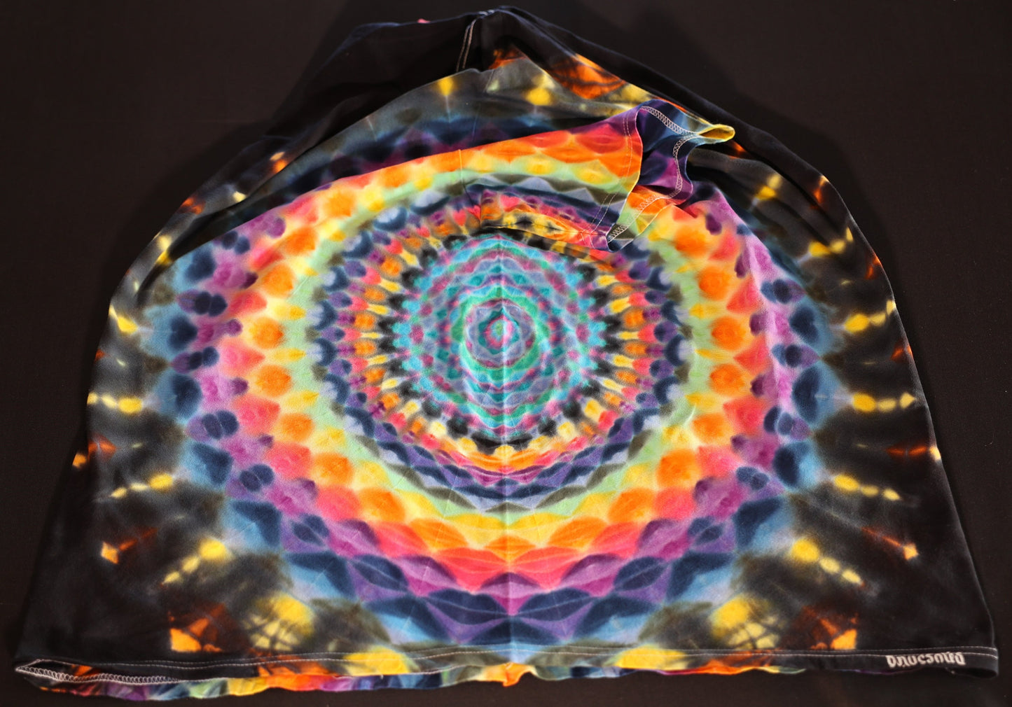 3X Side Hexagon>18 Pt Mandala/Side Honeycomb Tie Dye on a Gildan Hammer Ringspun Cotton T-Shirt *minor factory defect read description
