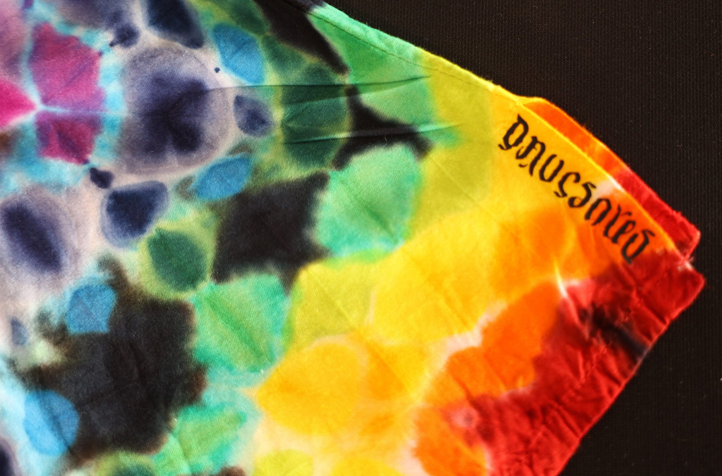 Medium Herringbone Honeycomb Tie Dye on a Dharma Trading Company 100% Rayon Asymmetrical Tunic with Flare Sleeves
