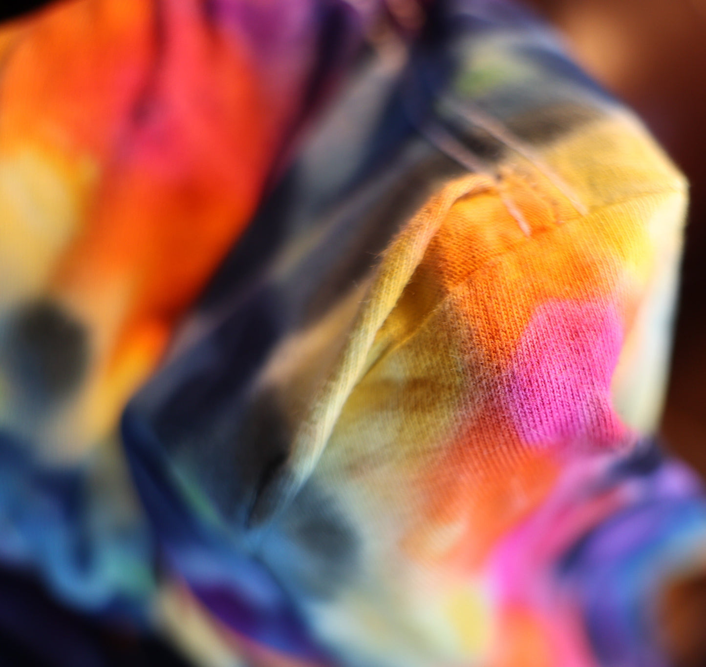 3X Side Hexagon>18 Pt Mandala/Side Honeycomb Tie Dye on a Gildan Hammer Ringspun Cotton T-Shirt *minor factory defect read description
