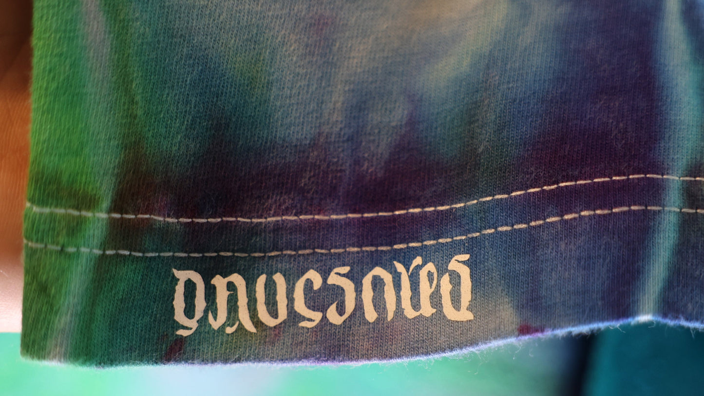 Medium Glitch Ice Dye Tie Dye on a Hanes Beefy Ringspun Cotton T-Shirt