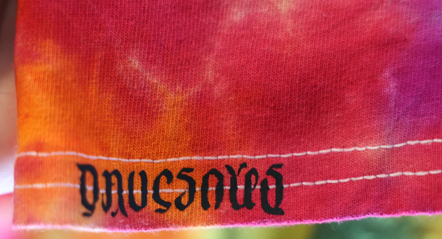 Youth XL Sunshiney Happy 18 Point Mandala Face/Scrunch Tie Dye on a Gildan Ultra Cotton T-Shirt