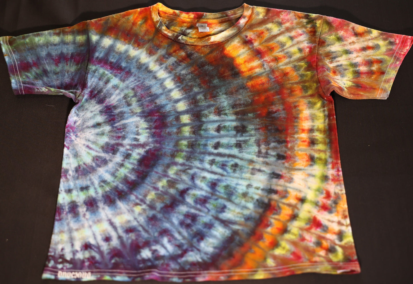 Youth Large Wig Wag Ice Dye Tie Dye on a Gildan Ultra Cotton T-Shirt