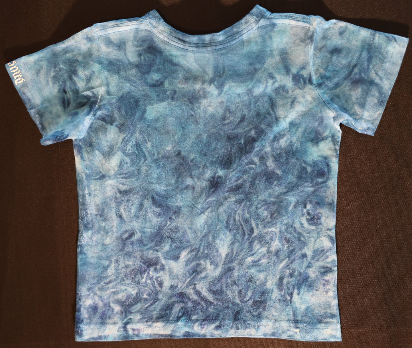 Children's Size 2 Swirl Dyed/Shaving Cream Dye in Blues on a Rabbit Skins Cotton T-Shirt