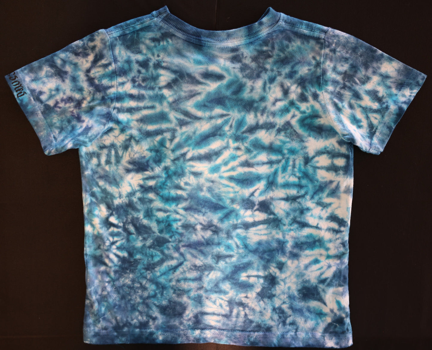 Children's Size 3 Scrunch in Blues Tie Dye on a Rabbit Skins Cotton T-Shirt