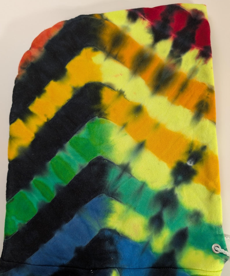 minor repaired boo-boo# 2X V UV-DNA Uv Reactive Tie Dye on a Hanes Ultimate Cotton Pullover Hoodie w/ Front Pocket - Read Description
