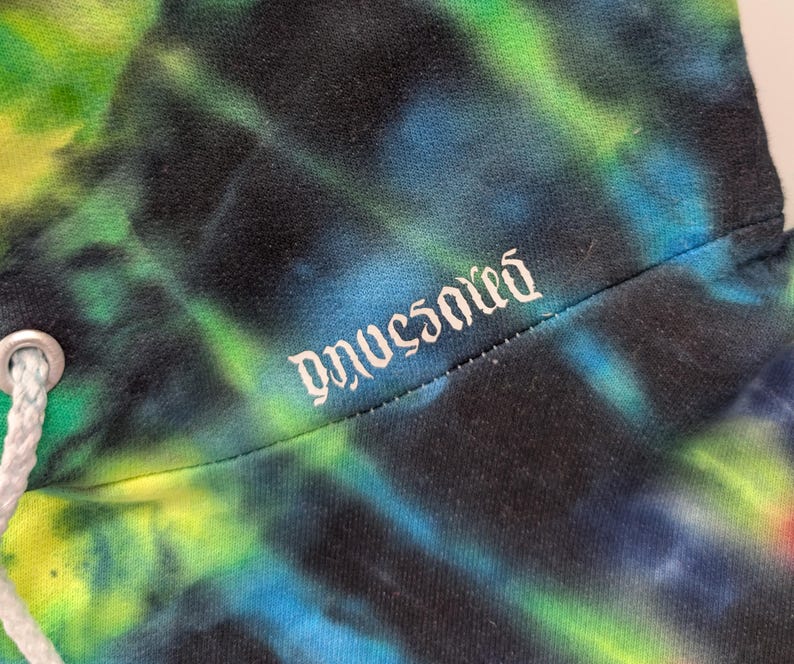 minor repaired boo-boo# 2X V UV-DNA Uv Reactive Tie Dye on a Hanes Ultimate Cotton Pullover Hoodie w/ Front Pocket - Read Description