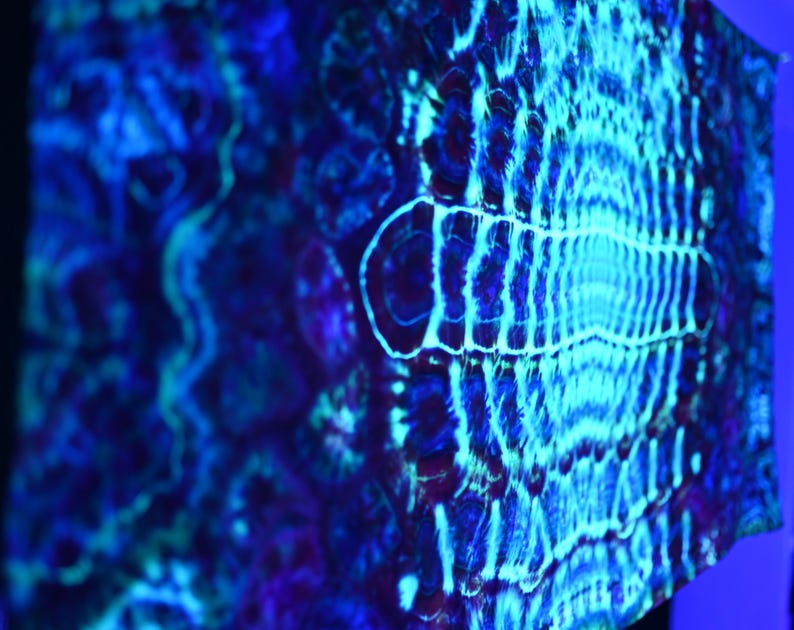 36"X54" (Msrmnts before Shrinkage) UV Reactive Cosmic Egg Center/Kenney Style/Cosmic Egg-Geodes  Tie Dye Tapestry w/ Hanging Loops