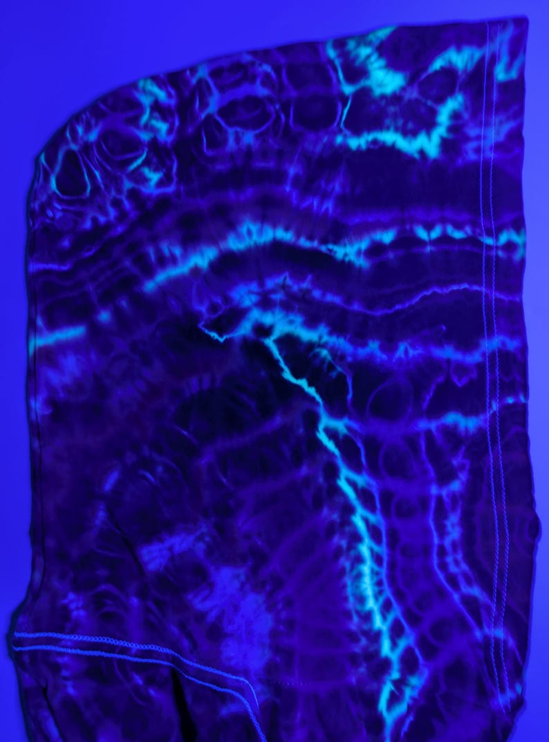 2X UV Reactive Cosmic Egg/Geode Hybrid Tie Dye in my Neon Vortex Palette on a Bella + Canvas 3512 Unisex Jersey Long-Sleeve Hoodie