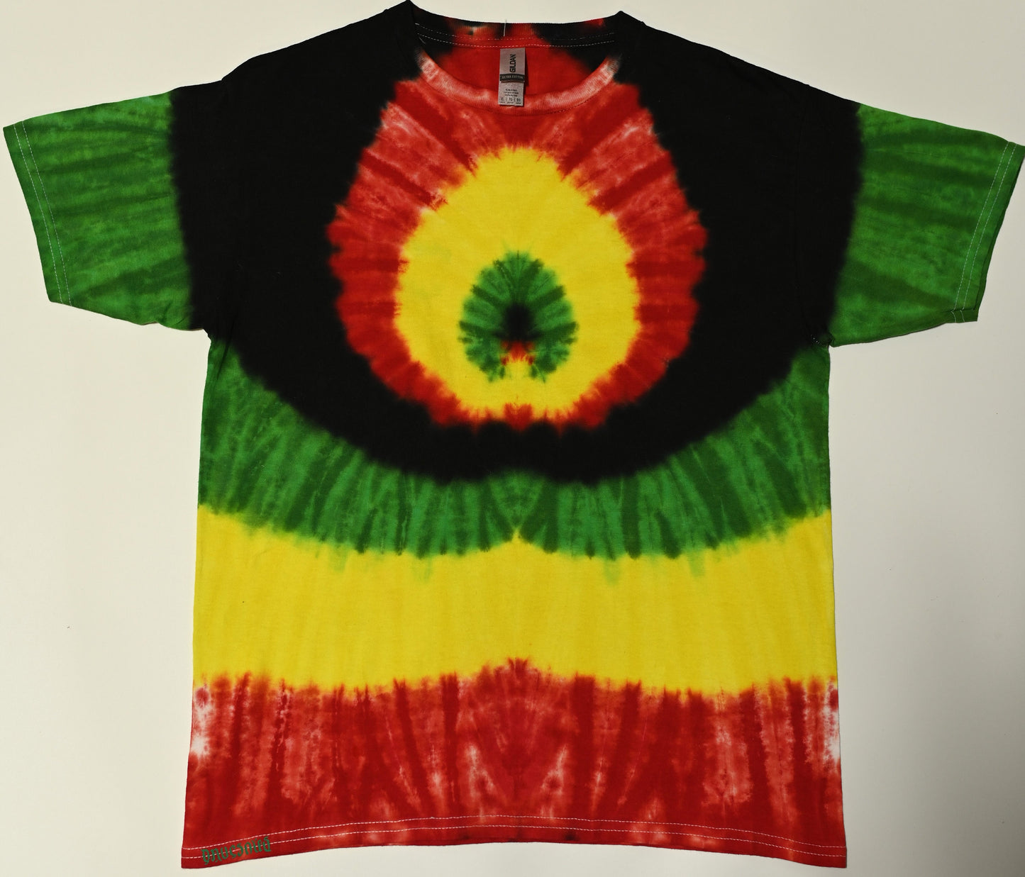 Youth XL Rasta Spider Tie Dye on a Gildan Ultra Cotton T-Shirt