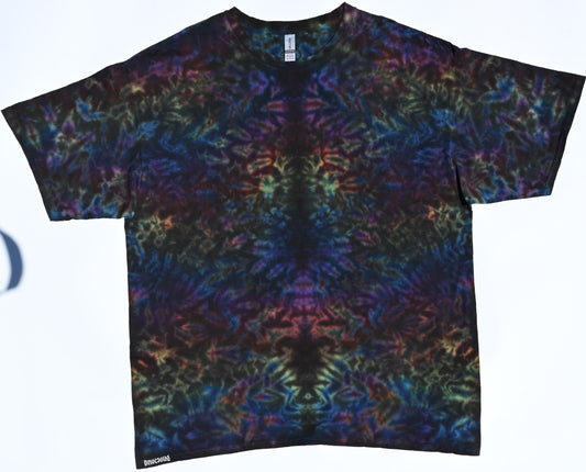 3X Blacked Out Rainbow Rorschach Scrunch Tie Dye on a Gildan Ultra Cotton PFD (Prepared for Dye) T-Shirt