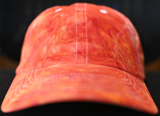 Adult Fire Colors Swirl Dyed/"Shaving Cream Dye" on a Valucap Brushed Twill Cap