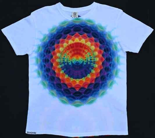 Scratch + Dent Large 20Pt Mandala Ripple Cntr/Geometric Tower Back Tie Dye All White Background T-Shirt Read Description Scratch & Dent