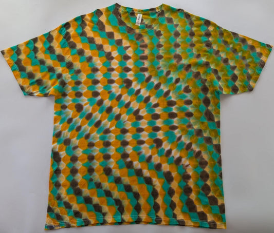 3X Zig Zag Honeycomb Tie Dye on a Tultex 290 Ringspun Cotton T-Shirt