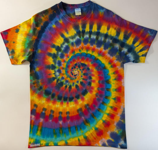 Large Wild Spiral "Crystal Wash" Low Water Immersion Tie Dye on a Port & Company Essential Tee