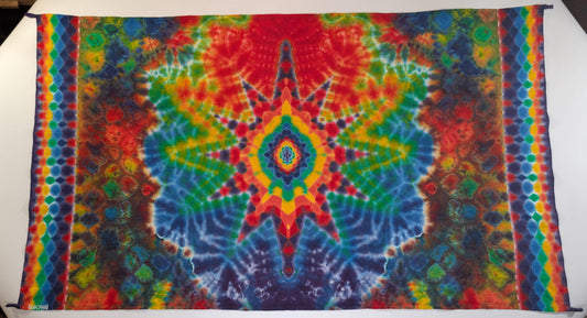 36"X54"* (Measurements before any Shrinkage) Dodecagram/Rippling colors/Kenney Style/Honeycomb Sides on a Third Eye Tapestry