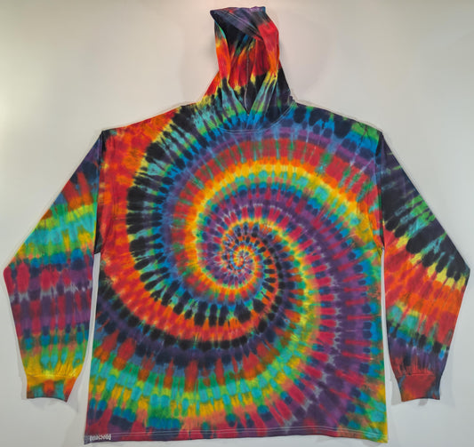 3X Scratch and Dent Special# Wild Spiral "Crystal Wash" Low Water Immersion Tie Dye on a Fruit of the Loom HD Cotton Hooded* Lng Slv Shirt