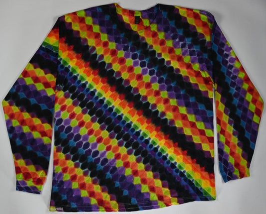 3X Minor Factory Defect Special* Diagonal Honeycomb Tie Dye on a Long Sleeve Shirt. Read Description