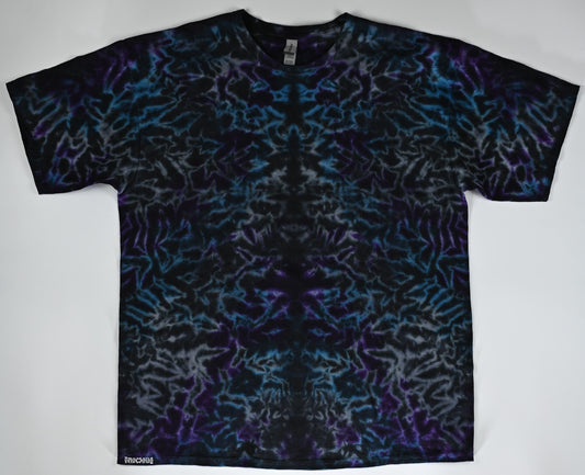 2X Rorschach Scrunch Tie Dye in my Cosmic Rain (and Black) Palette on a Gildan Ultra Cotton PFD (Prepared for Dye) T-Shirt