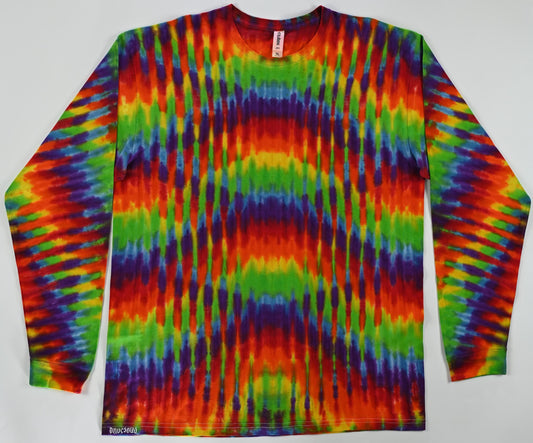 XL Trippy Weaver, Vertical Pleat Tie De on a Tultex 291 Ringspun Cotton Long Sleeve Shirt*