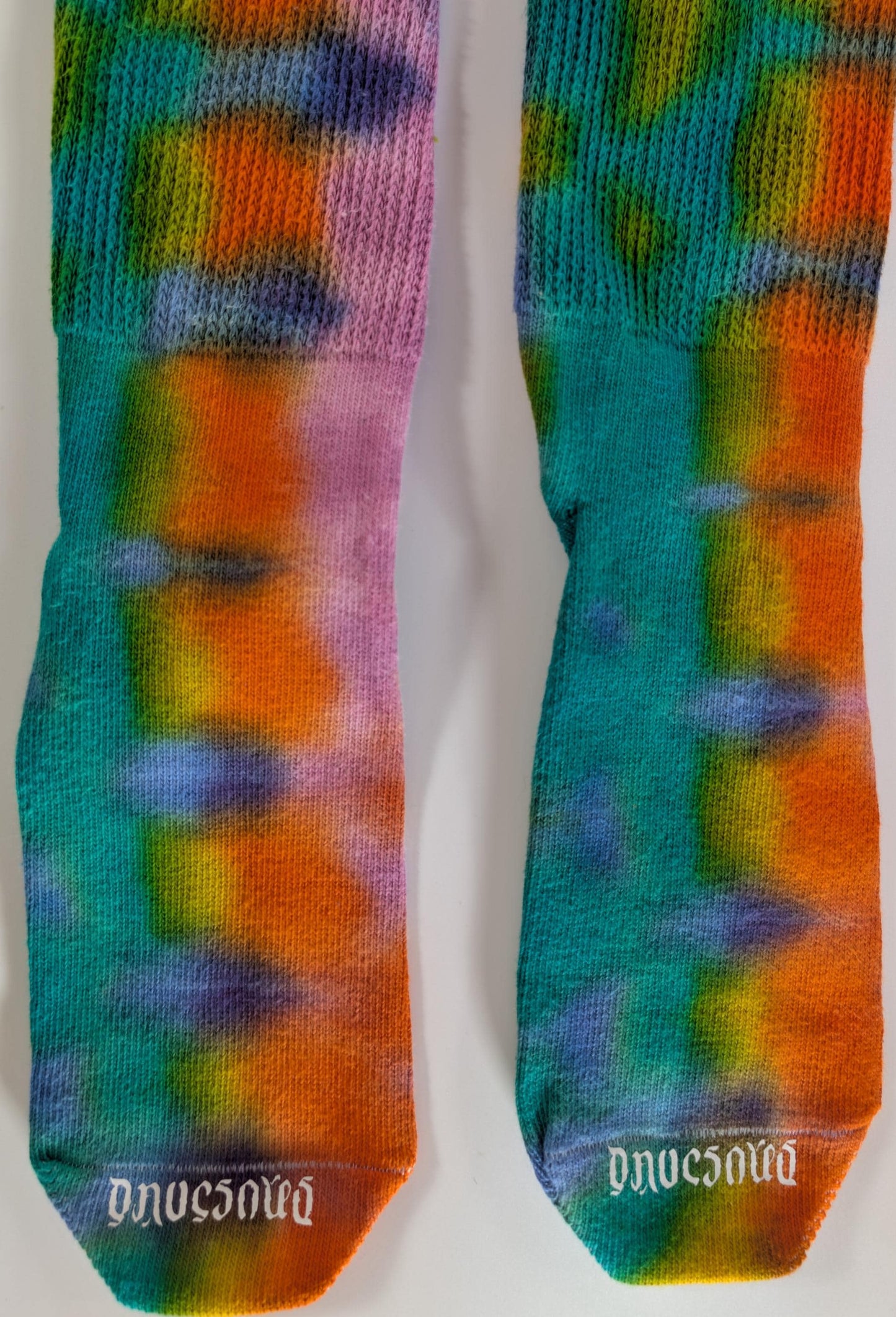 Scratch and Dent Special!! Spring Colors Tie Dye on a Pair of Dharma Trading Company Cotton Blend Thigh High Socks Read Description