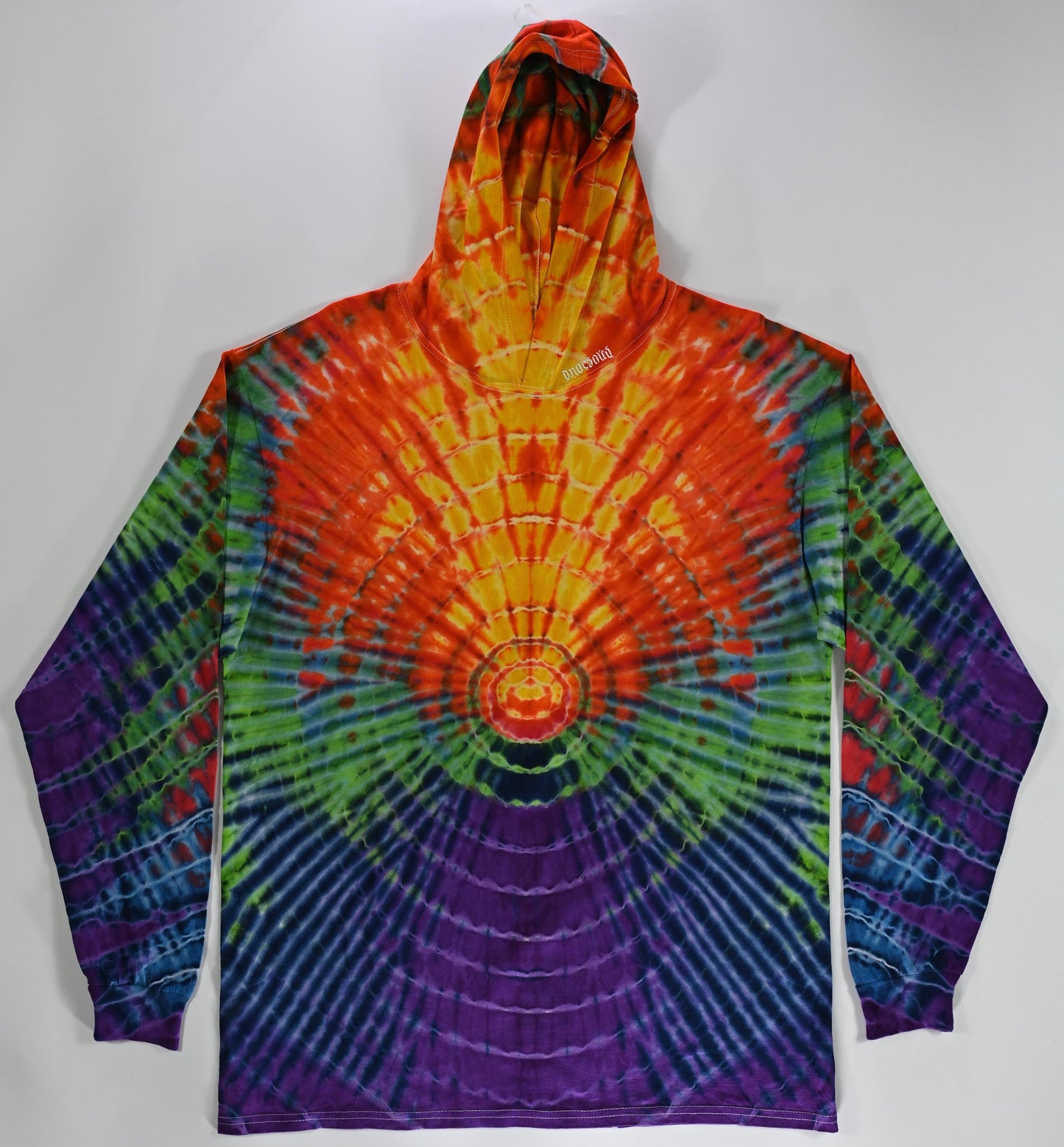 XL One of the Ripples Tie Dye on a Fruit of the Loom HD Cotton Jersey Hooded* Long Sleeve Shirt