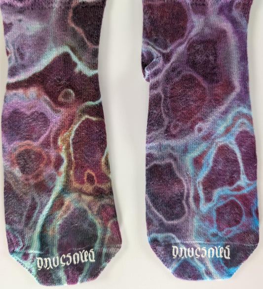 Geodes Ice Dye Tie Dyes on a Pair of Dharma Trading Company Cotton Blend (89% Cotton/9 Nylon/2 Spandex) Thigh High Socks*