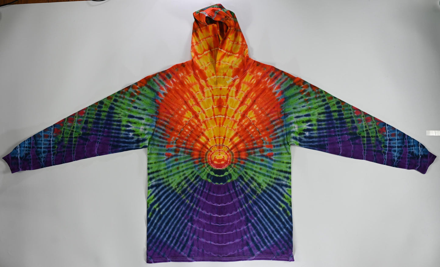 XL One of the Ripples Tie Dye on a Fruit of the Loom HD Cotton Jersey Hooded* Long Sleeve Shirt