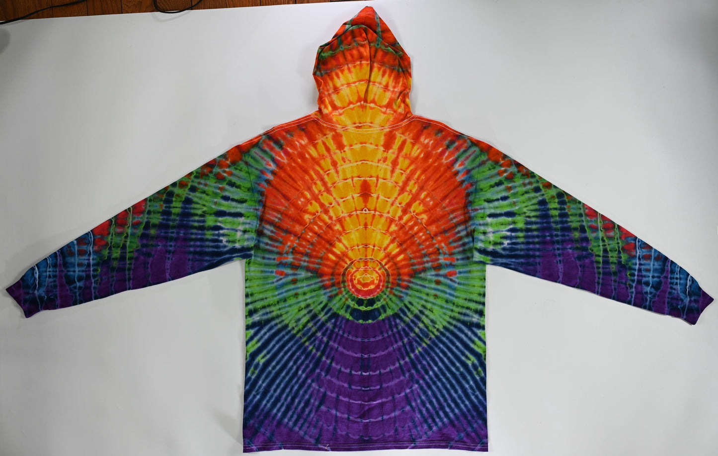 XL One of the Ripples Tie Dye on a Fruit of the Loom HD Cotton Jersey Hooded* Long Sleeve Shirt