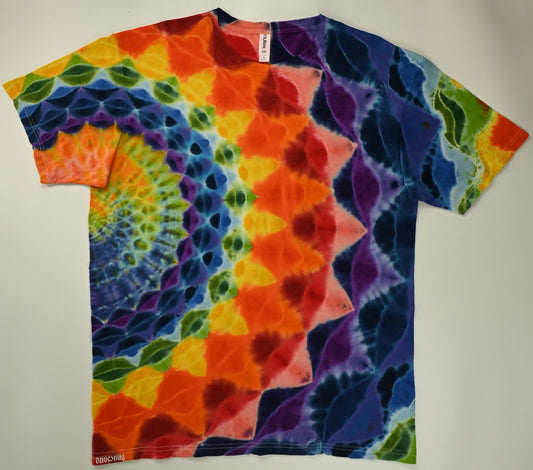 Large 20 Point Side Mandala w/ Ripple Center Tie Dye on a Tultex 290 Ringspun Cotton T-Shirt