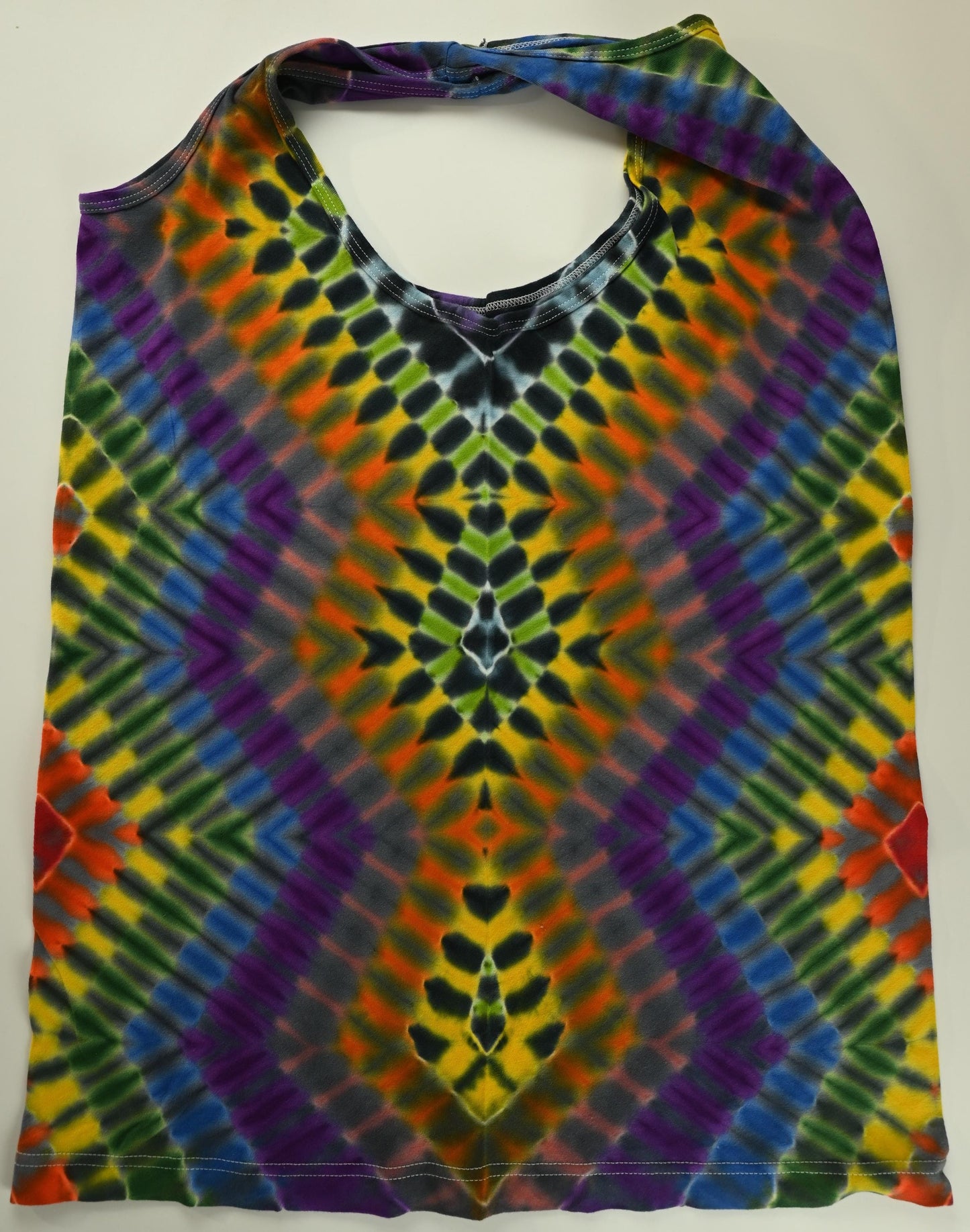 Large Zigz 'N Zagz Neo-DNA Tie Dye on a Tultex 105 Ringspun Cotton Tank Top