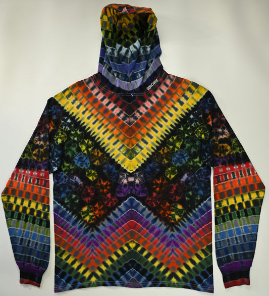 Large Neo-DNA Designs w/ Kenney Style Between Tie Dye on a Fruit of the Loom HD Cotton Hooded* Long Sleeve Shirt