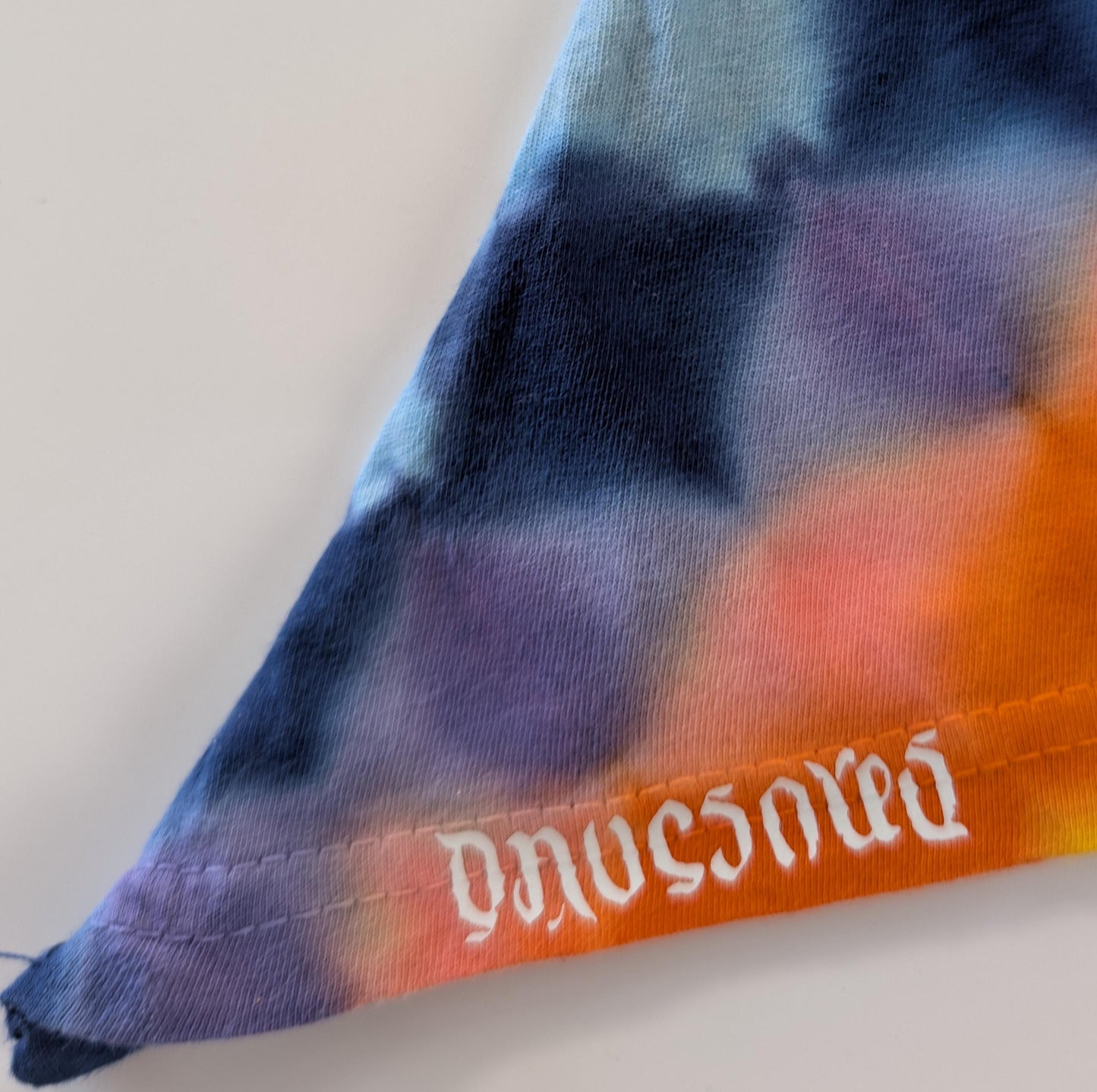 Women's XL Zig Zaggy Honeycomb Tie Dye on a Dharma Trading Company Asymmetric Cotton Tunic - Short Sleeve