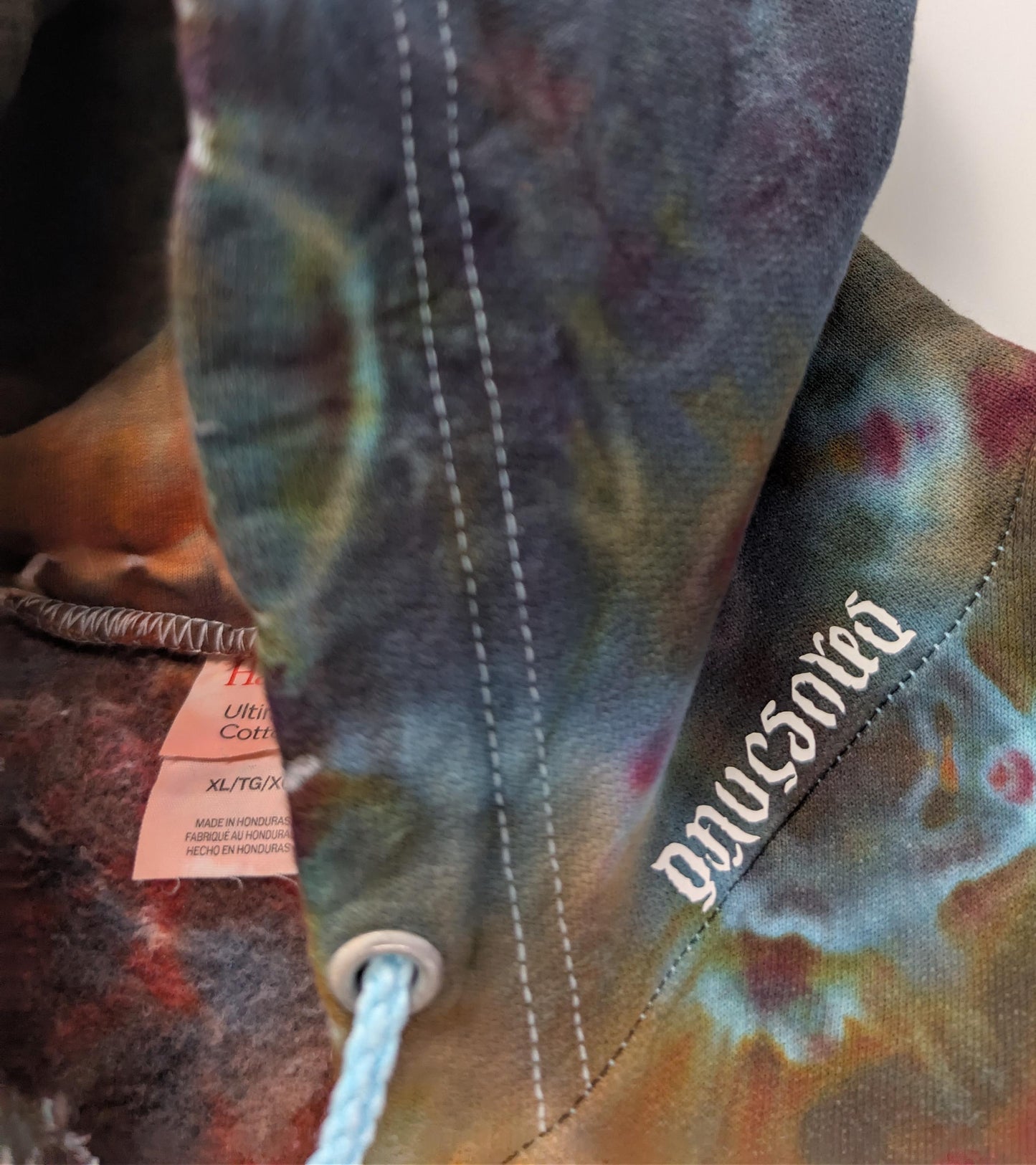 XL Geode Ice Dye Tie Dye on a Hanes Ultimate Cotton Zipper Hoodie w/ Front Pocket