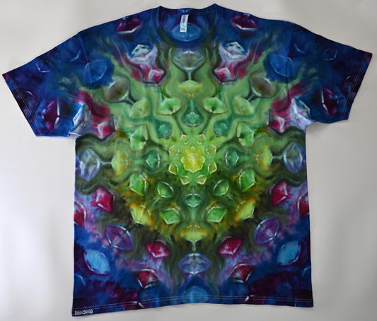 Minor, repaired sewing defect* 3X Alien Eyes Ice Dye Tie Dye on a Tultex 290 Ringspun Cotton T-Shirt