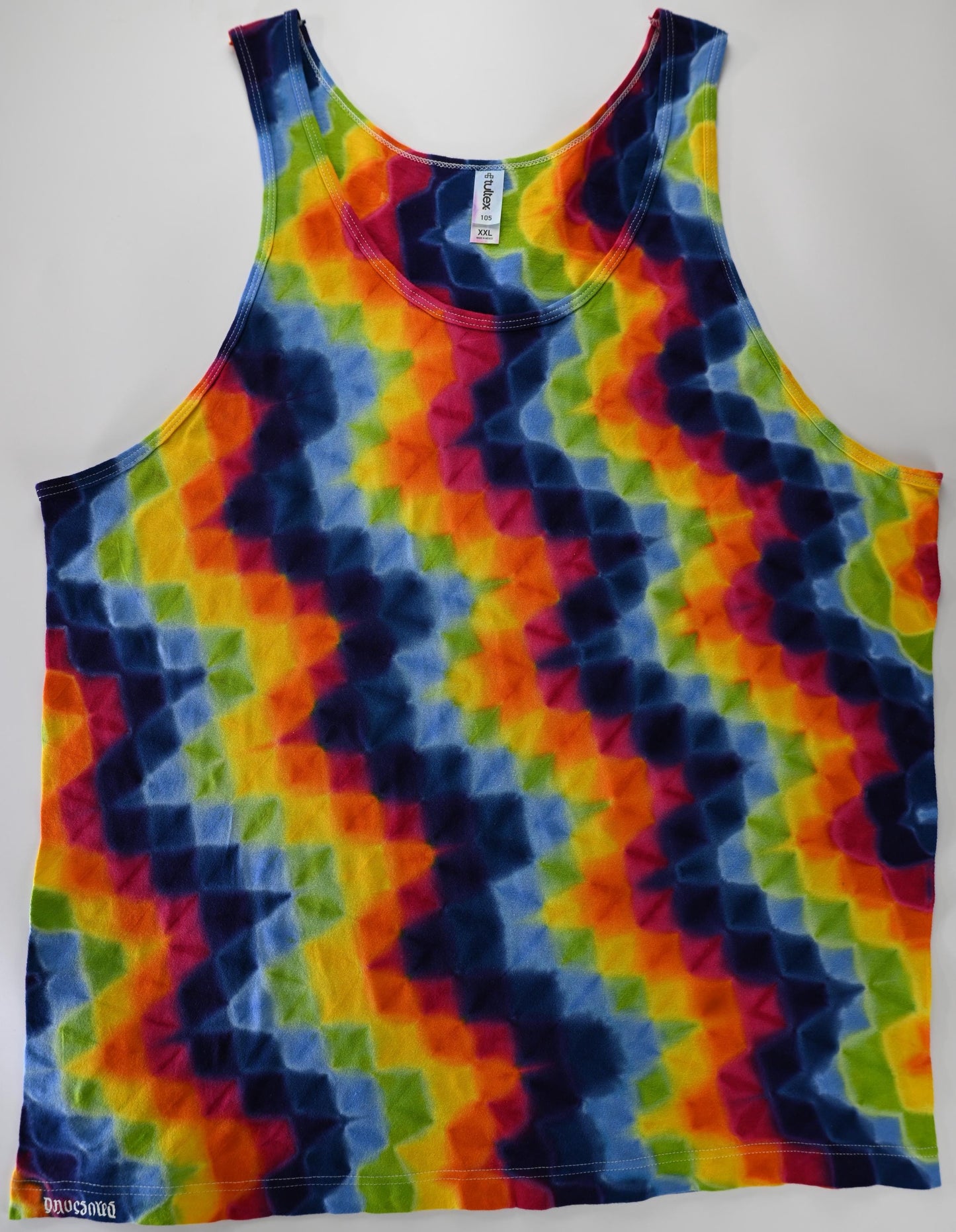 2X Zig Zag Honeycomb Tie Dye on a Tultex 105 Ringspun Cotton Tank Top