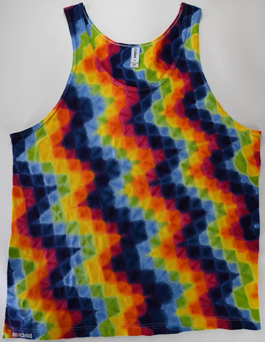 2X Zig Zag Honeycomb Tie Dye on a Tultex 105 Ringspun Cotton Tank Top