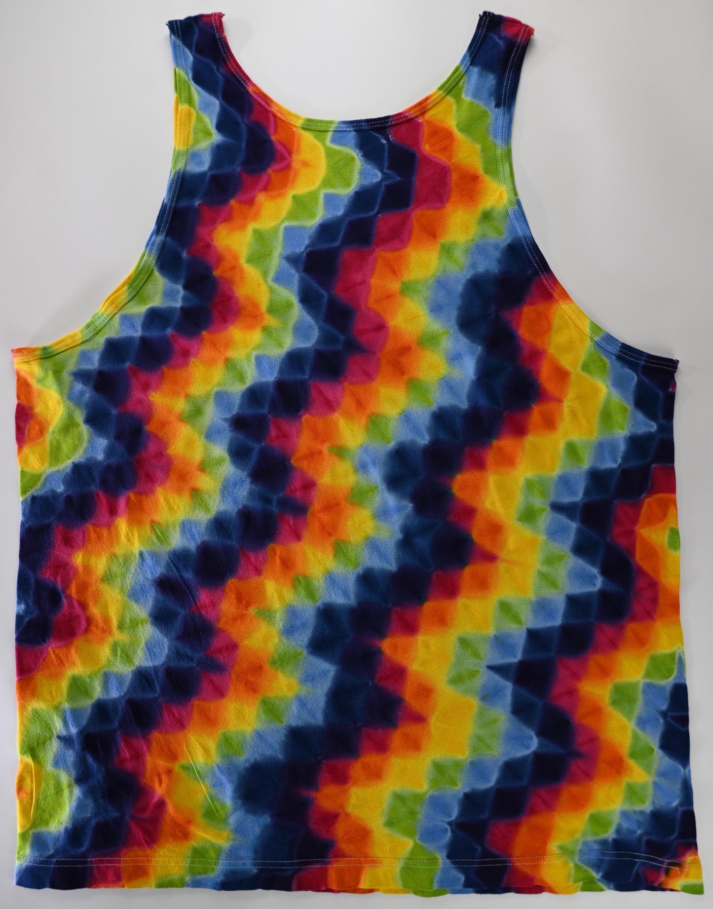 2X Zig Zag Honeycomb Tie Dye on a Tultex 105 Ringspun Cotton Tank Top
