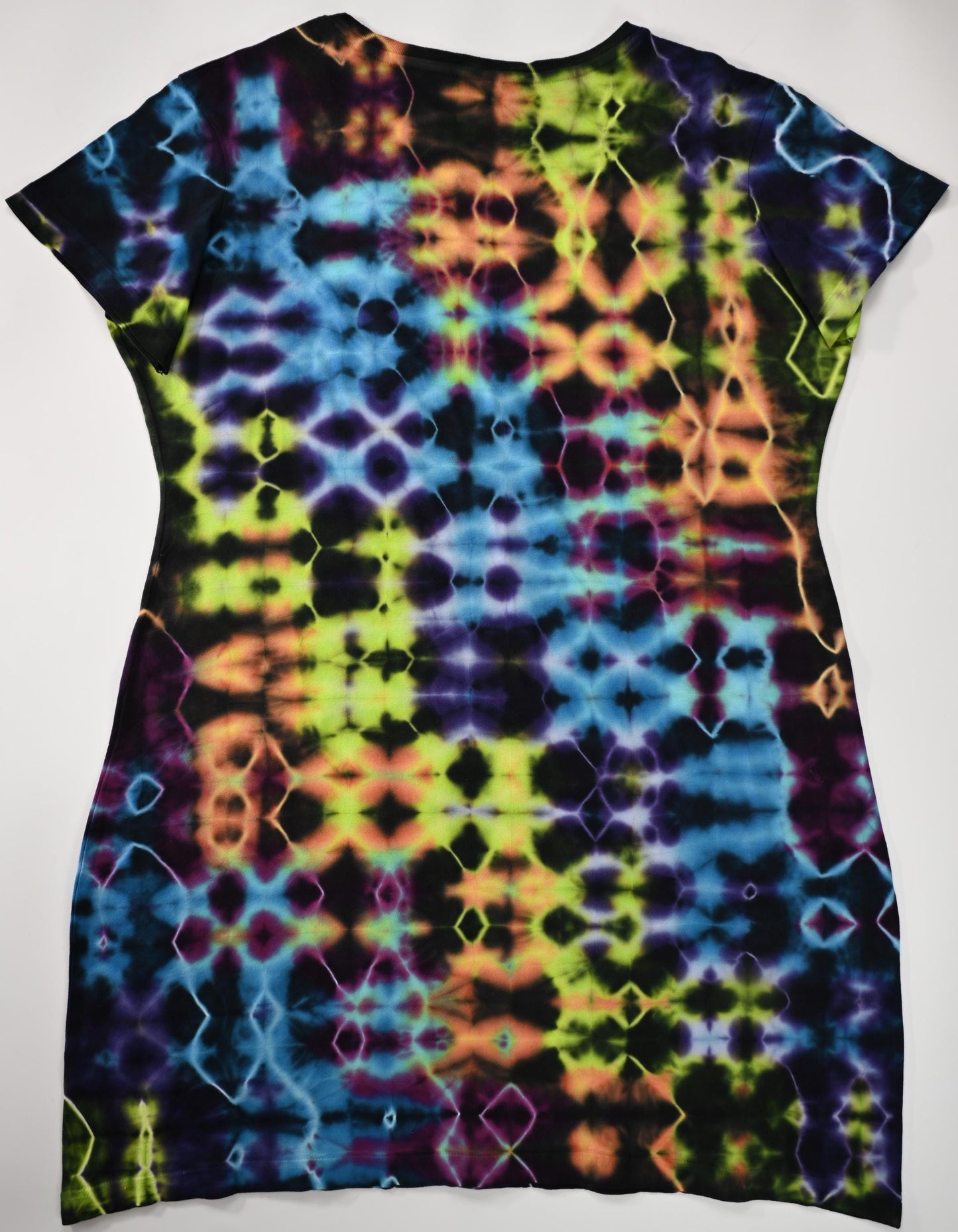 Ladies L/XL Glitch Tie Dye on a LAT V-Neck Cotton Cover Up Dress