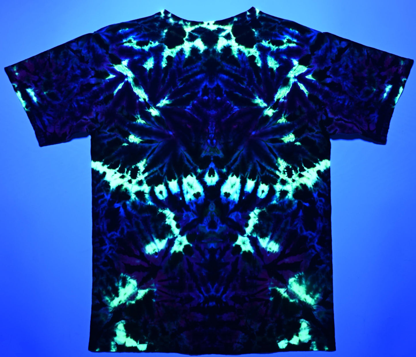 Large UV Reactive Quantum Scrunch "Crystal Wash" Low Water Immersion Tie Dye on a Gildan UItra Cotton PFD (Prepared for Dye) T-Shirt