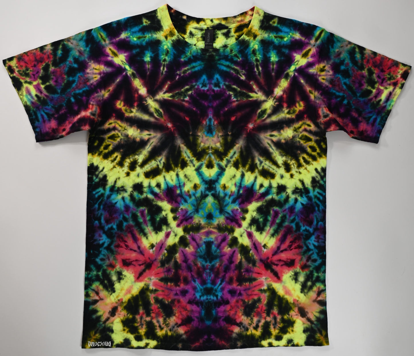 Large UV Reactive Quantum Scrunch "Crystal Wash" Low Water Immersion Tie Dye on a Gildan UItra Cotton PFD (Prepared for Dye) T-Shirt