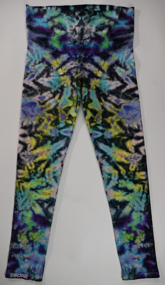 Medium "Crystal Wash" Scrunch Low Water Immersion Tie Dye Wide Waist Band Dancing Robin 92 Cotton/8%Spandex Leggings