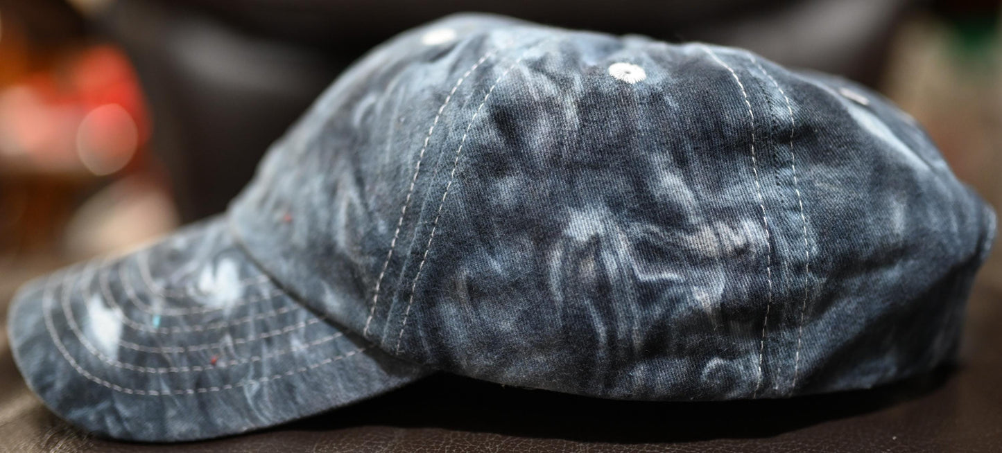 Adult Greys & Black Swirl Dyed/"Shaving Cream Dye" on a Valucap Brushed Twill Cap