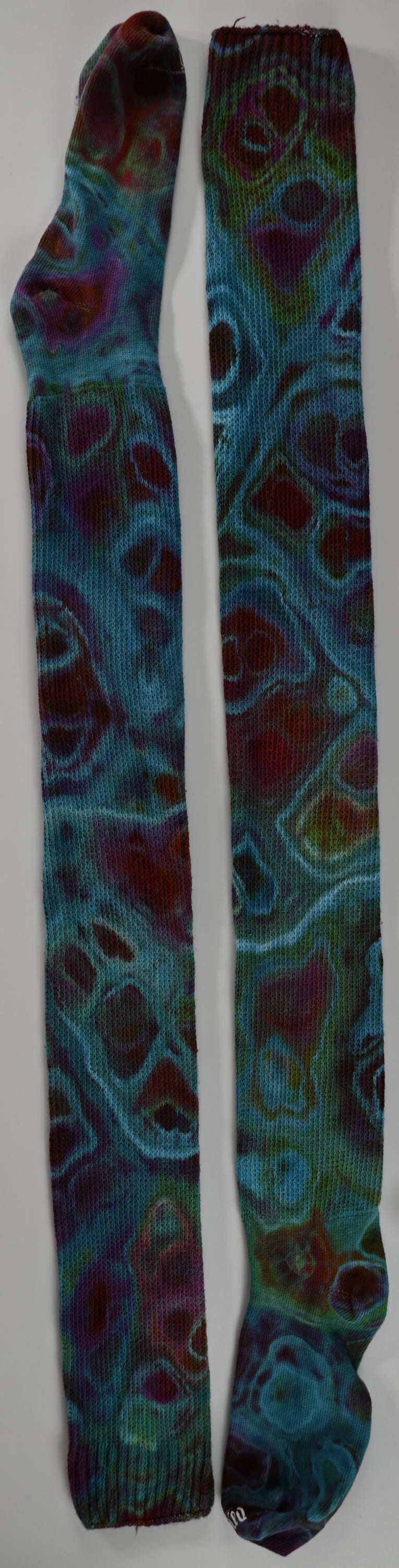 Geode Ice Dye Tie Dye on a Pair of Dharma Trading Company Cotton Blend (89% Cotton/9 Nylon/2 Spandex) Thigh High Socks