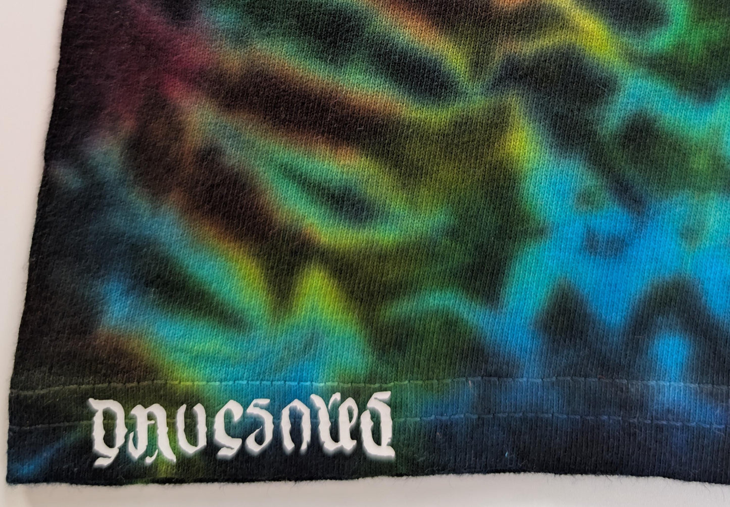 XL Blacked Out Rainbow Rorschach Scrunch Tie Dye on a Gildan Ultra Cotton PFD (Prepared for Dye) T-Shirt
