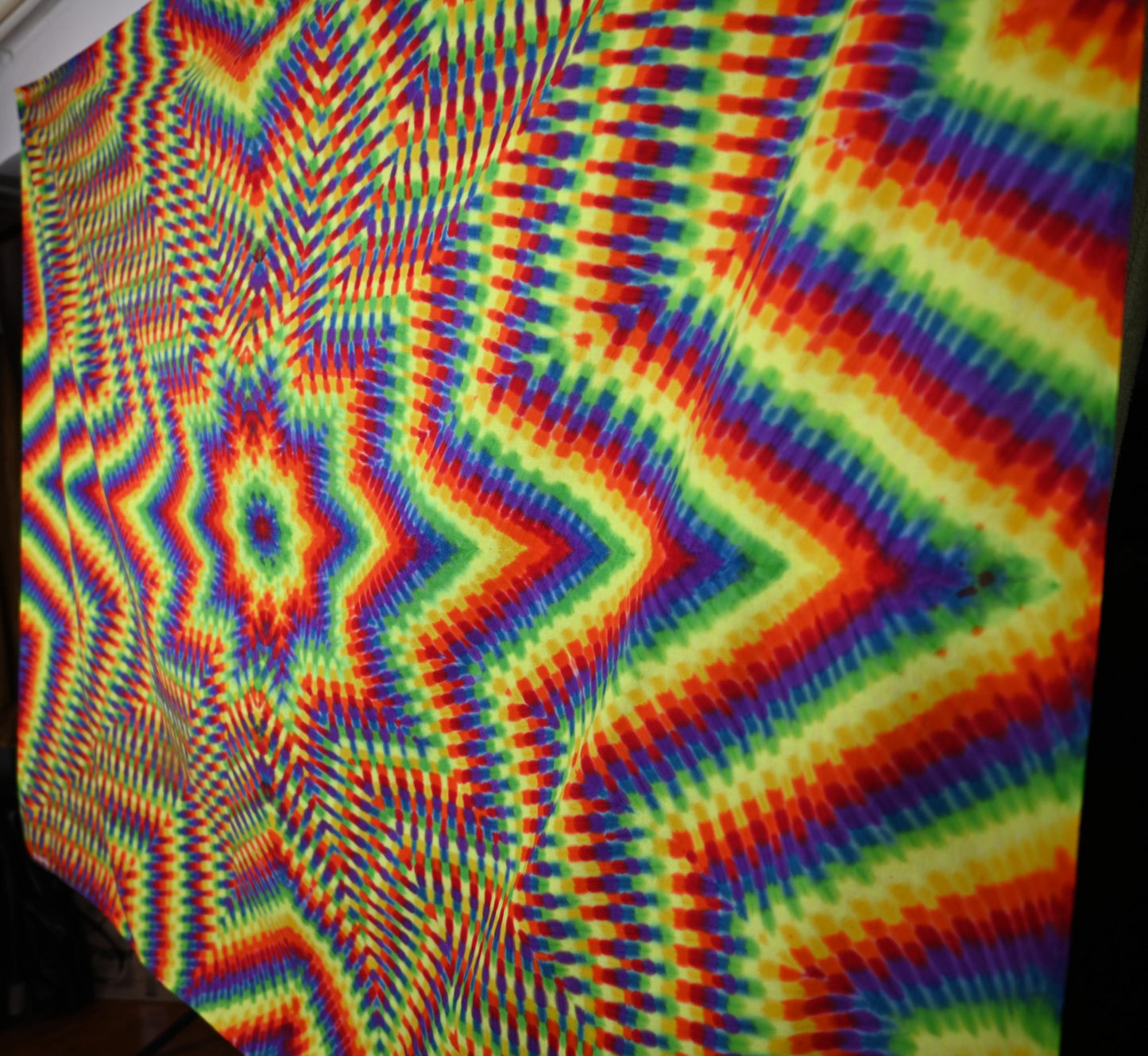 72"X56.5" UV Reactive Custom Isotoxal Decagram Star Tie Dye Tapestry* w/ Metal Grommets for Hanging