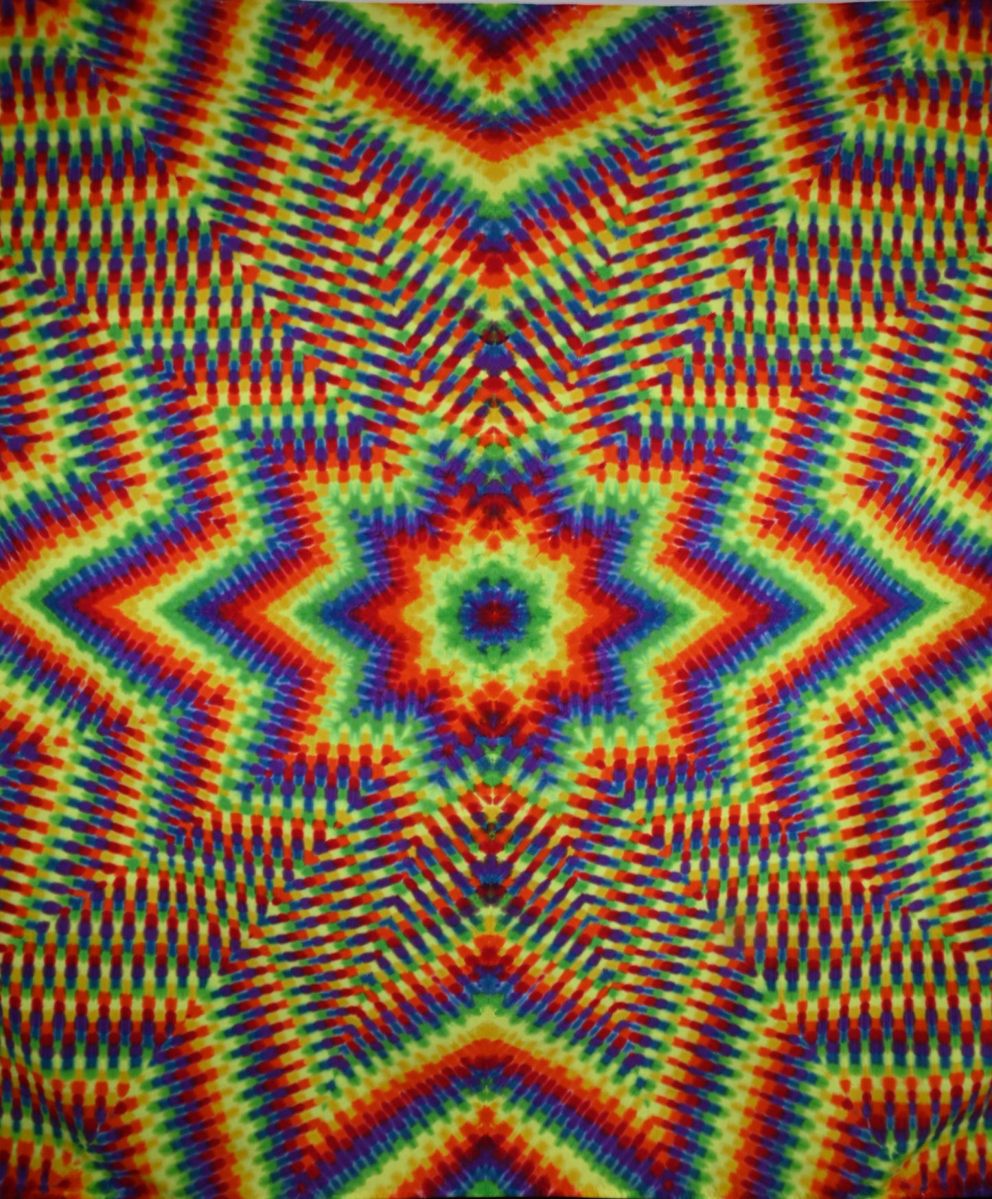 72"X56.5" UV Reactive Custom Isotoxal Decagram Star Tie Dye Tapestry* w/ Metal Grommets for Hanging