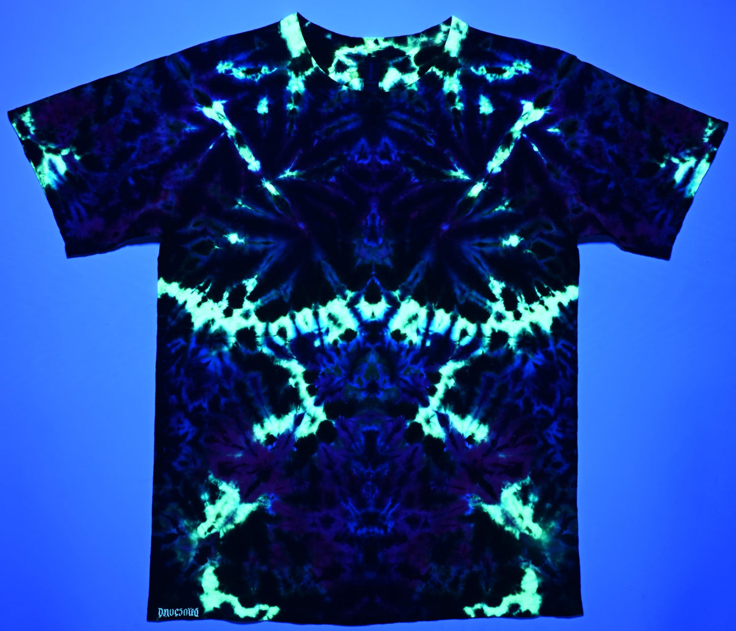 Large UV Reactive Quantum Scrunch "Crystal Wash" Low Water Immersion Tie Dye on a Gildan UItra Cotton PFD (Prepared for Dye) T-Shirt