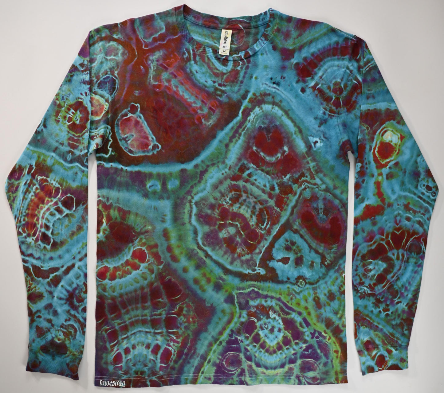 Medium Cosmic Egg/Geode Hybrid Ice Dye Tie Dye on a Tultex 291 Ringspun Cotton Long Sleeve Shirt