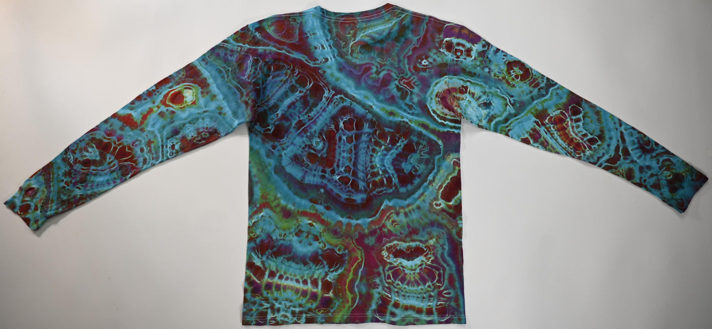 Medium Cosmic Egg/Geode Hybrid Ice Dye Tie Dye on a Tultex 291 Ringspun Cotton Long Sleeve Shirt