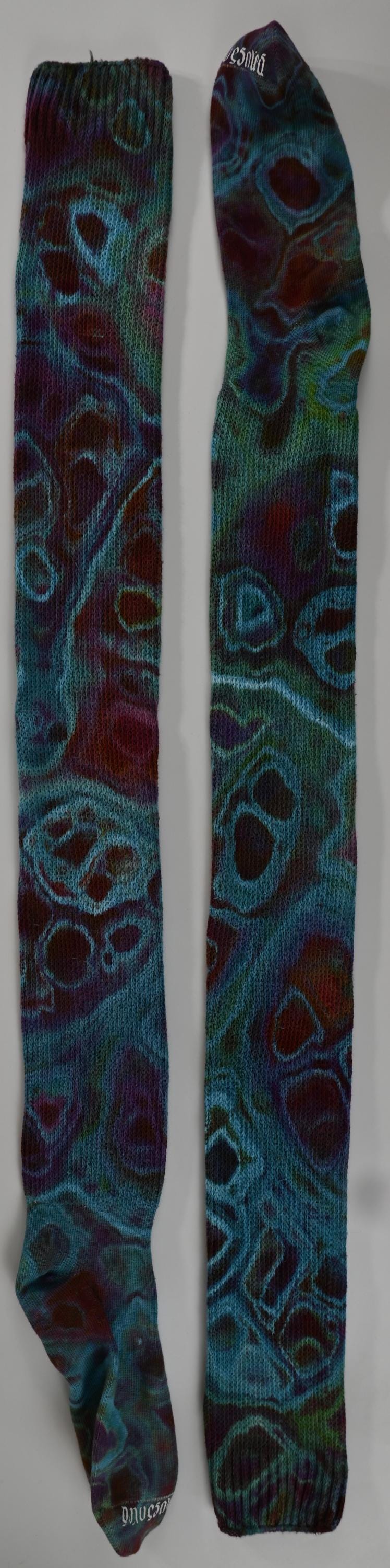 Geode Ice Dye Tie Dye on a Pair of Dharma Trading Company Cotton Blend (89% Cotton/9 Nylon/2 Spandex) Thigh High Socks